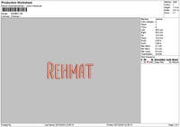 Rehmat Text Embroidery File 6 sizes