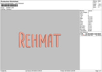 Rehmat Text Embroidery File 6 sizes