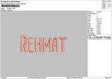 Rehmat Text Embroidery File 6 sizes