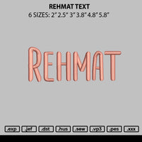 Rehmat Text Embroidery File 6 sizes