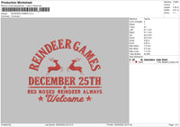 Reindeer Games Embroidery File 6 sizes