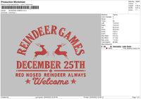 Reindeer Games Embroidery File 6 sizes