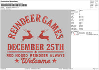 Reindeer Games Embroidery File 6 sizes