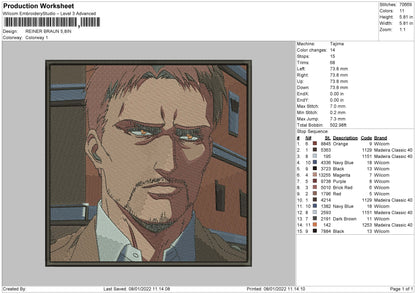 Reiner Braun Embroidery File 4 size