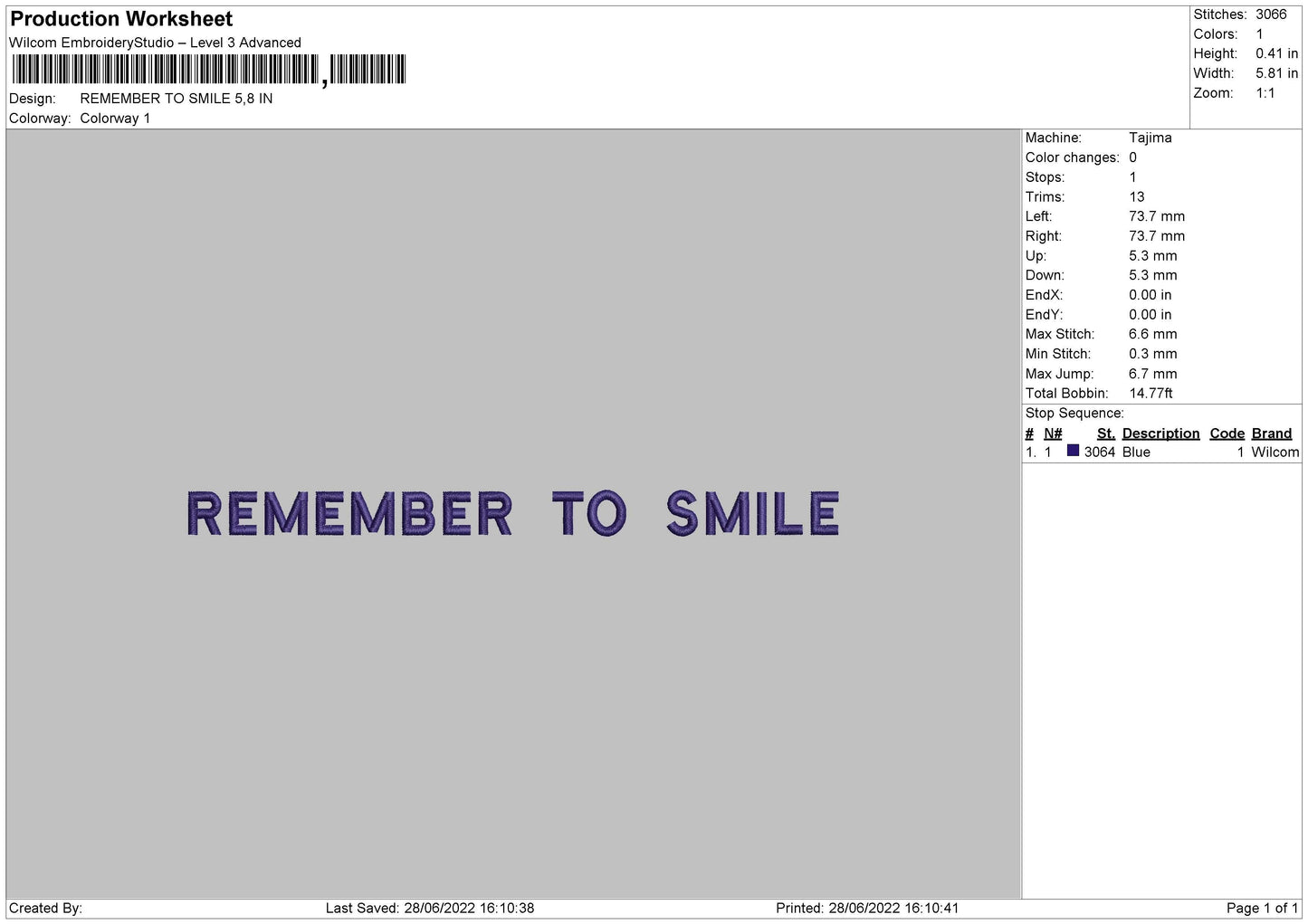 Remember To Smile Embroidery File 4 sizes