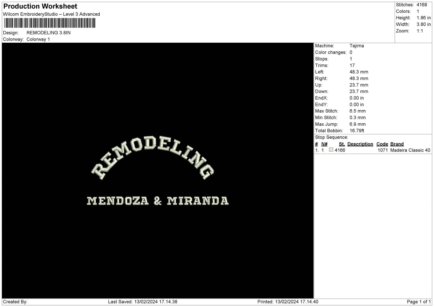 Remodelingtext Embroidery File 6 sizes