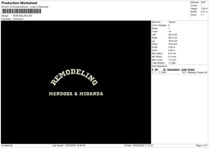 Remodelingtext Embroidery File 6 sizes