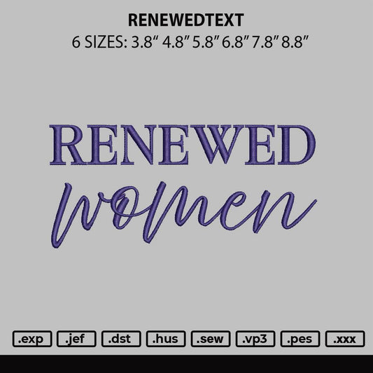 Renewedtext Embroidery File 6 sizes