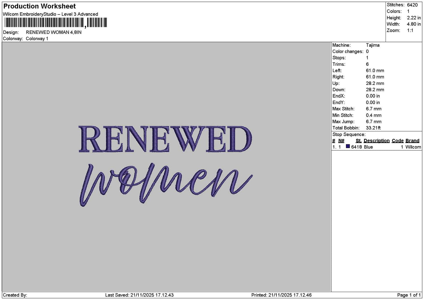 Renewedtext Embroidery File 6 sizes