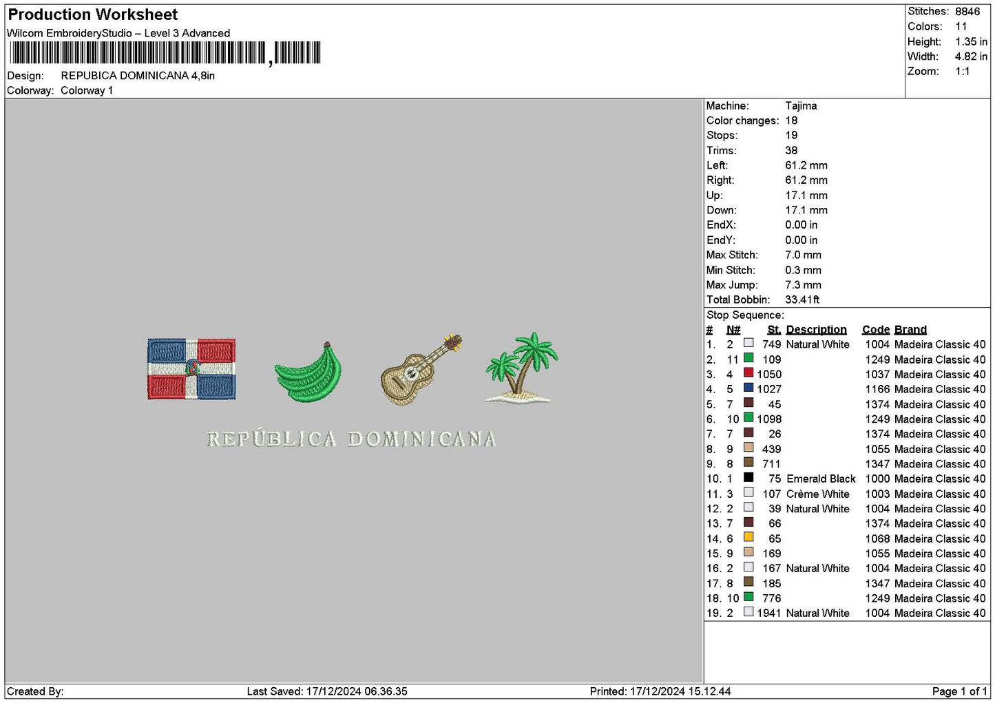 Flag 1712f Embroidery File 6 sizes