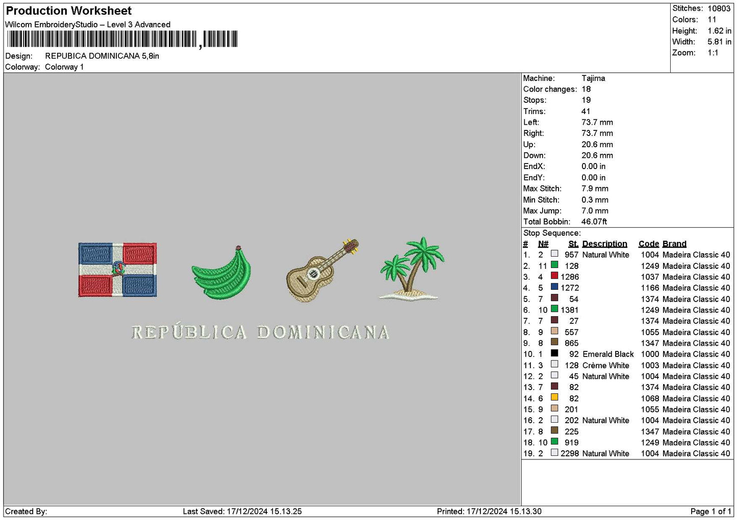 Flag 1712f Embroidery File 6 sizes