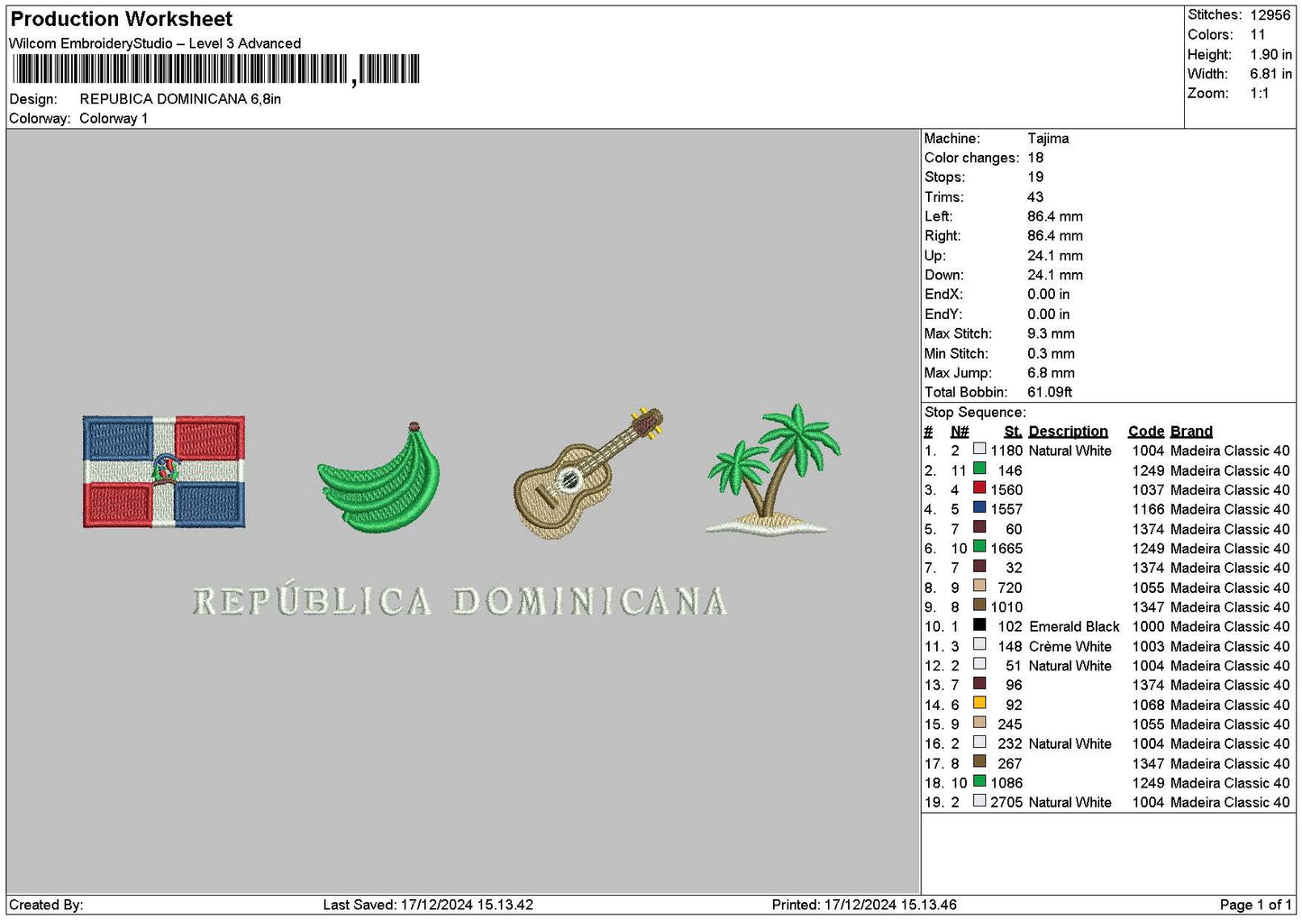 Flag 1712f Embroidery File 6 sizes