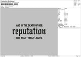 Reputationtext 02 Embroidery File 6 sizes