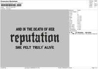 Reputationtext 02 Embroidery File 6 sizes