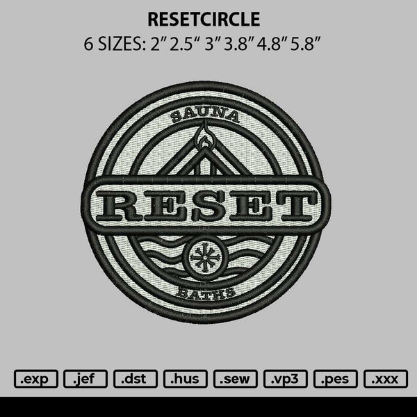 Resetcircle Embroidery File 6 sizes