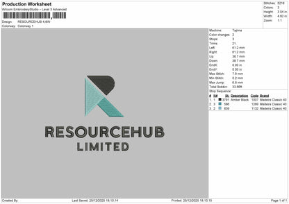 RESOURCEHUB Logo Embroidery File 6 sizes