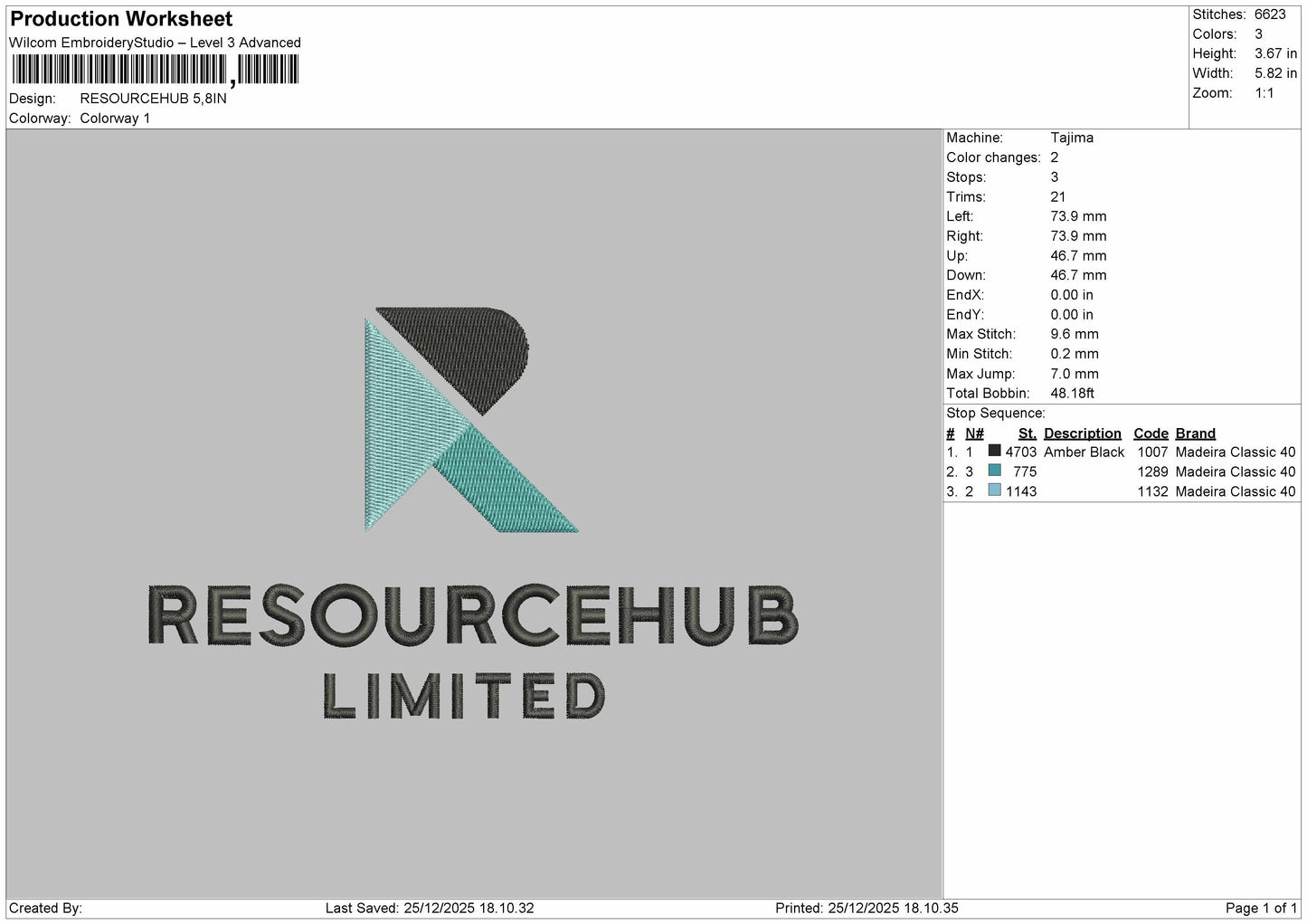 RESOURCEHUB Logo Embroidery File 6 sizes