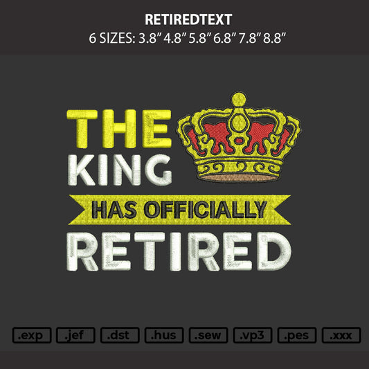 Retiredtext Embroidery Machine Design File 6 sizes
