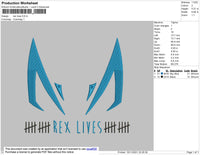 Rex Lives Embroidery File 4 size
