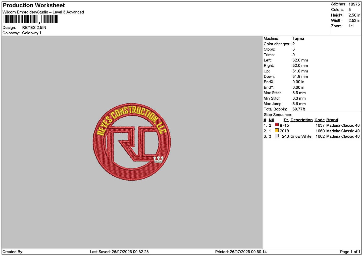 Reyescircle Embroidery File 6 sizes