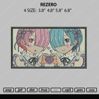 Rezero Embroidery File 4 size