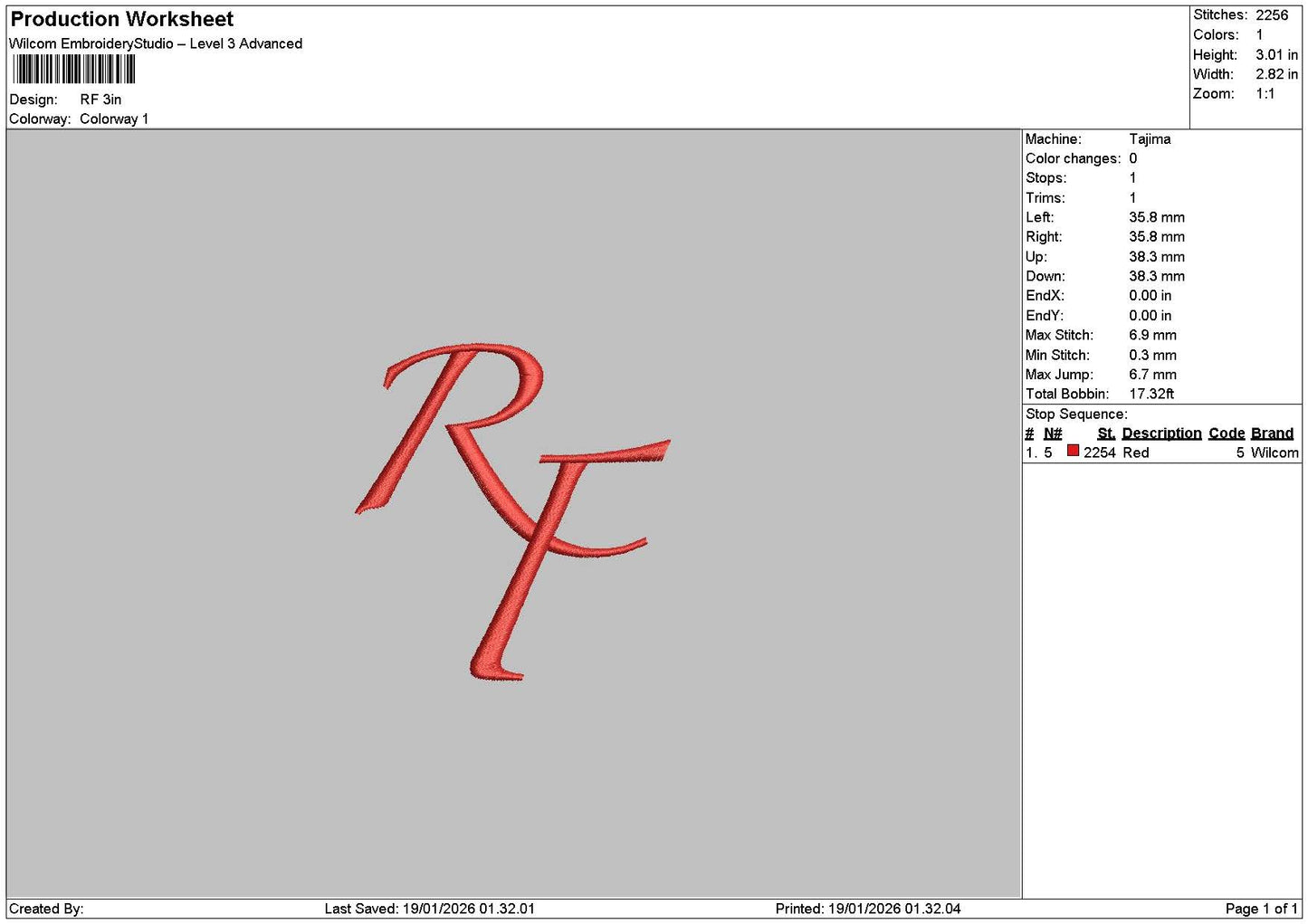 Rftext Embroidery File 6 sizes