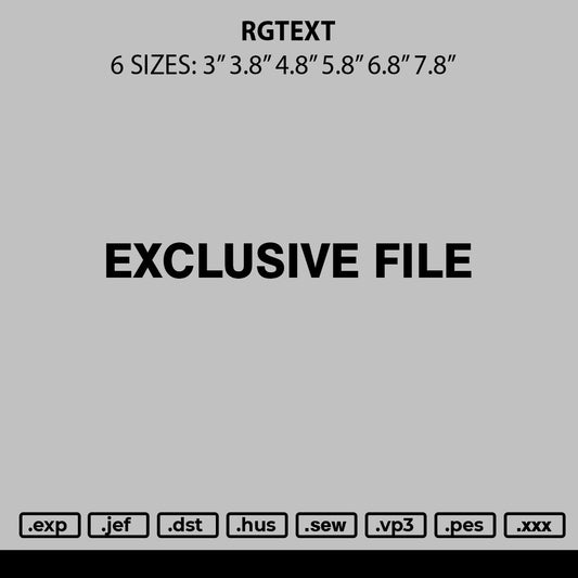 Rgtext Embroidery File 6 sizes