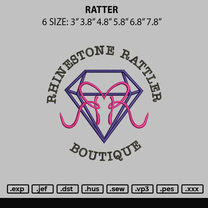 Ratter Embroidery File 6 sizes