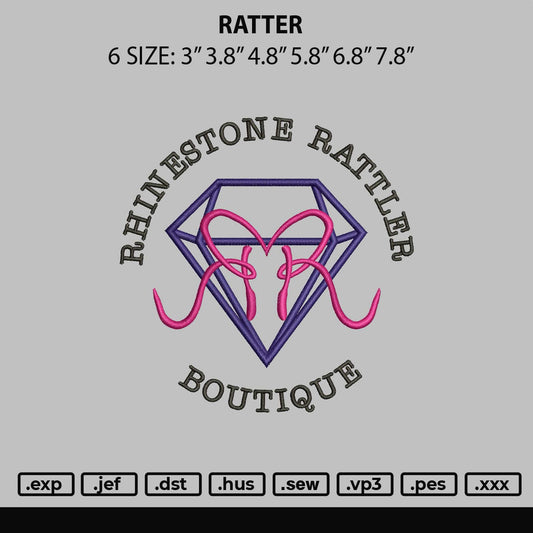 Ratter Embroidery File 6 sizes