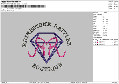Ratter Embroidery File 6 sizes