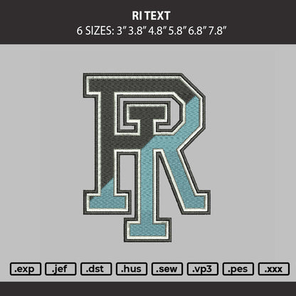 Ri Text Embroidery Machine Design File 6 sizes