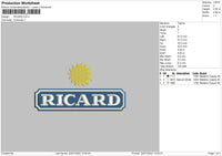 Ricard Embroidery File 4 sizes