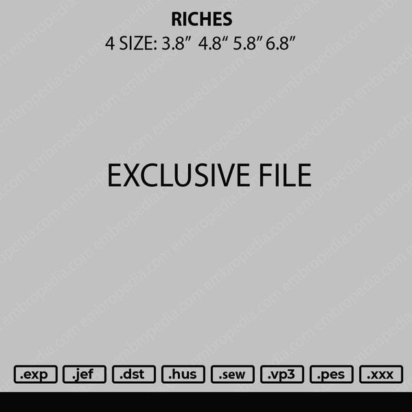 Riches Embroidery File 4 size