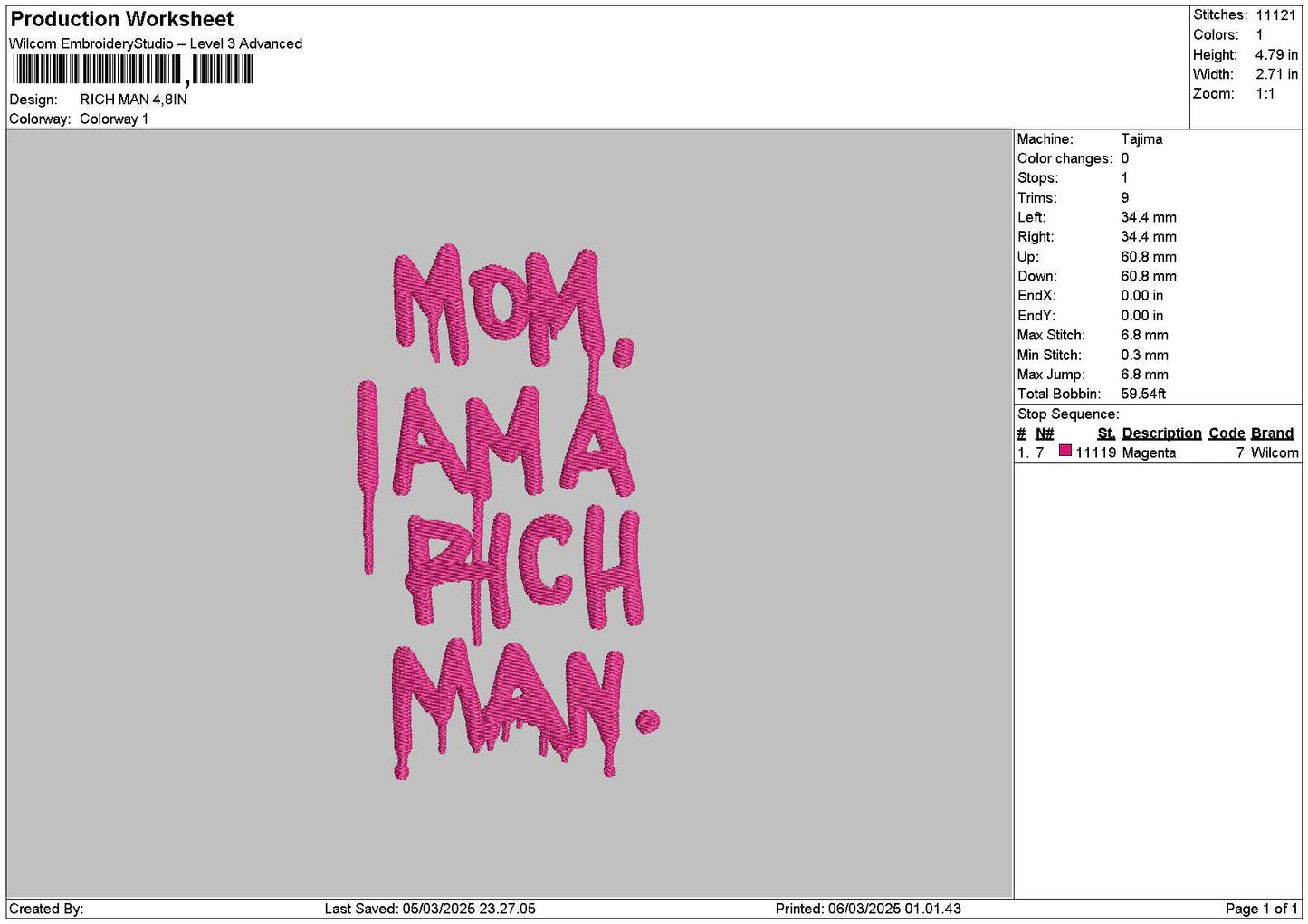 Richtext 0603 Embroidery File 6 sizes