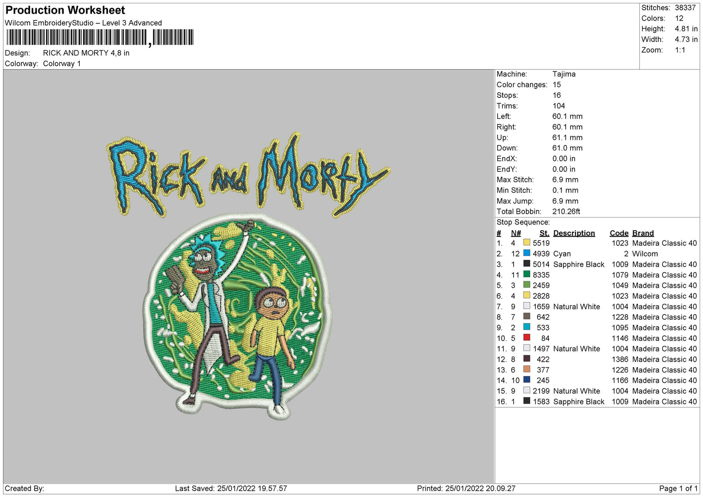 Rick And Morty Embroidery File 10 size