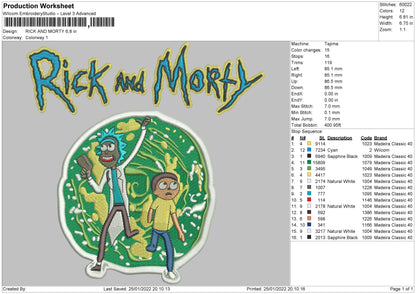 Rick And Morty Embroidery File 10 size