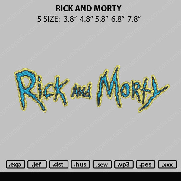 Rick And Morty Txt Embroidery File 4 size