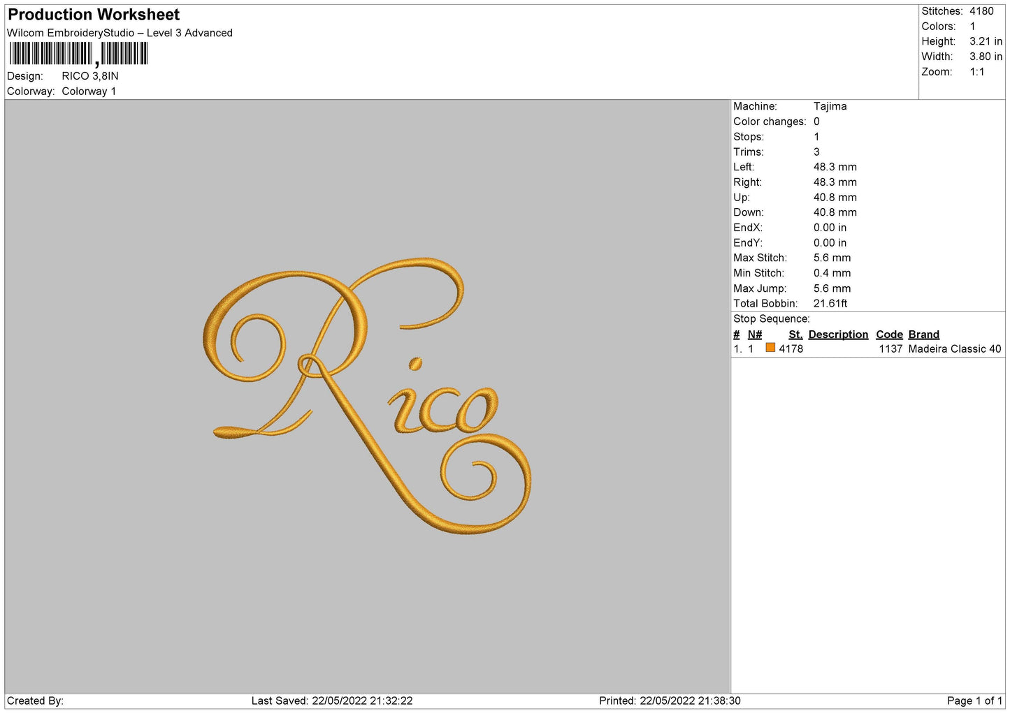 Rico Embroidery File 4 size