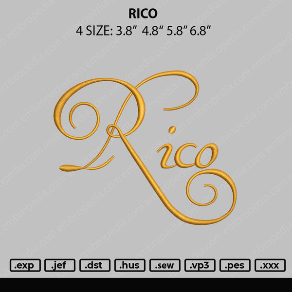 Rico Embroidery File 4 size