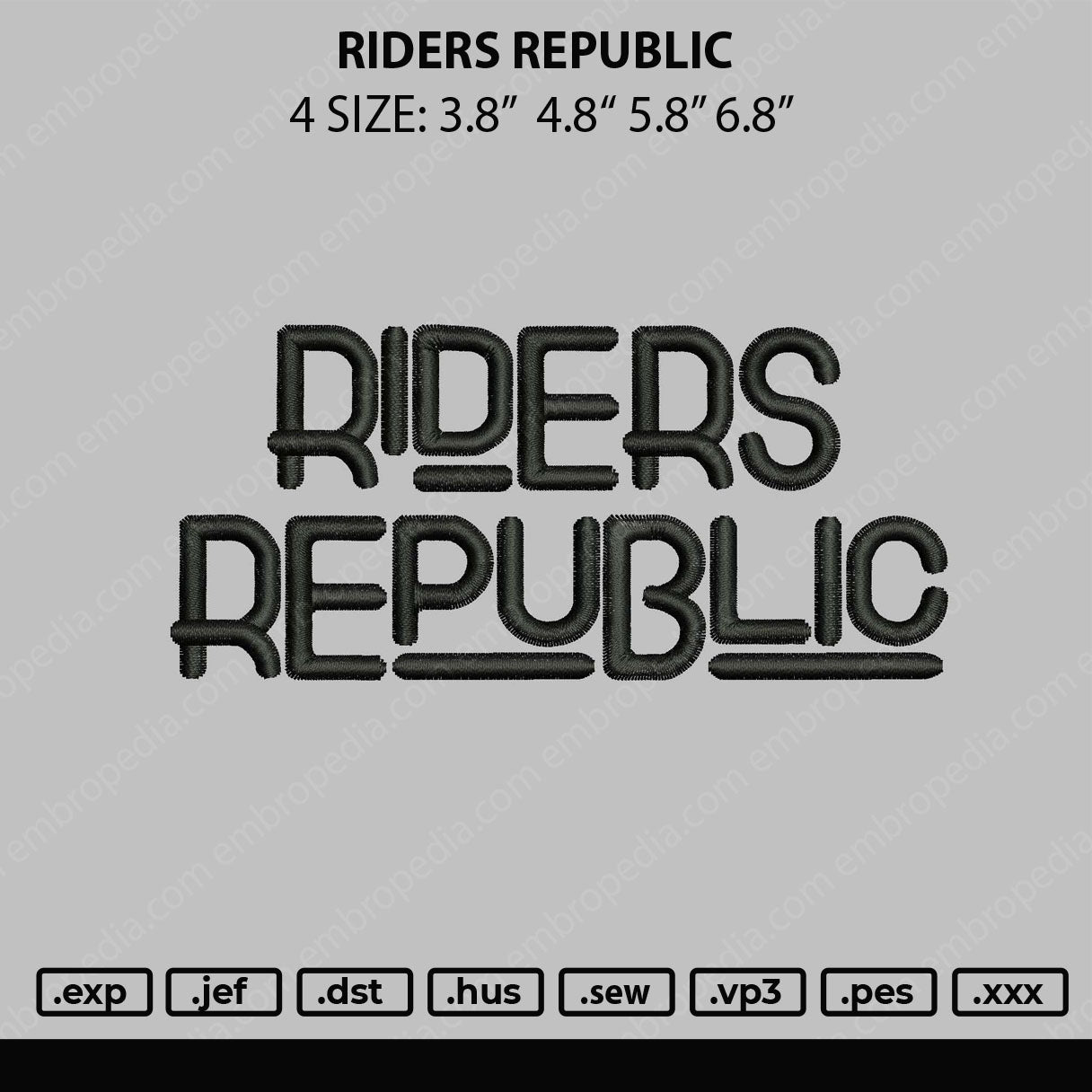 Riders Republic Embroidery File 4 size