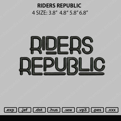 Riders Republic Embroidery File 4 size