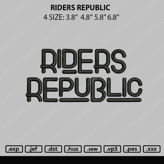 Riders Republic Embroidery File 4 size