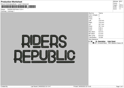 Riders Republic Embroidery File 4 size