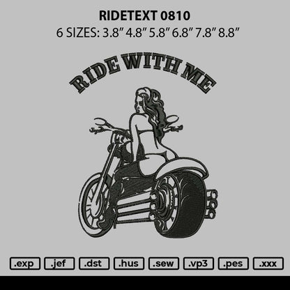Ridetext 0810 Embroidery File 6 sizes