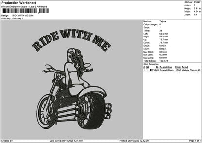 Ridetext 0810 Embroidery File 6 sizes