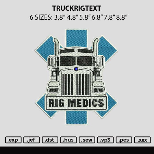 Truckrigtext Embroidery File 6 sizes