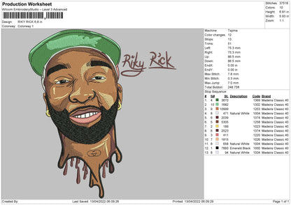 Riki Rick Embroidery File 4 size