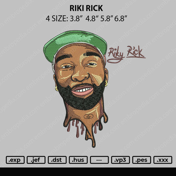Riki Rick Embroidery File 4 size