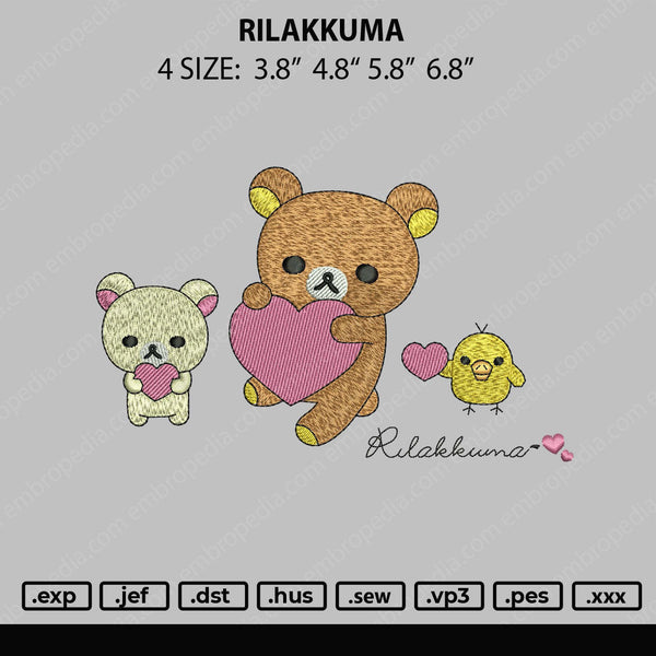 Rilakkuma Embroidery File 4 size