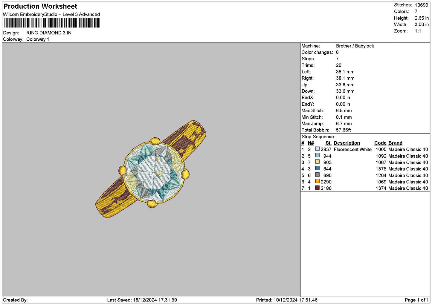Ring 1812 Embroidery File 6 sizes